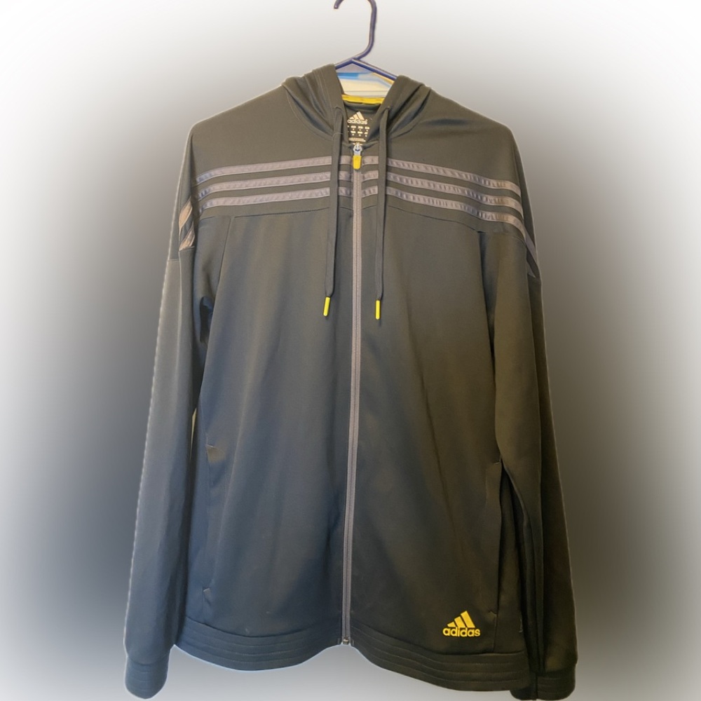 Adidas Black and Yellow Hoodie with full Zipper
